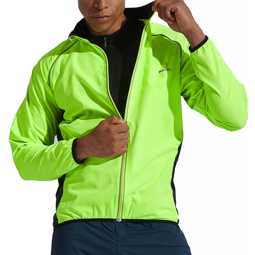 Cycling Jacket WOSAWE Men Windproof Water-repellent Reflective Cycling Jacket MTB Bicycle Long Sleeve Windbreaker Bike Coat Jersey