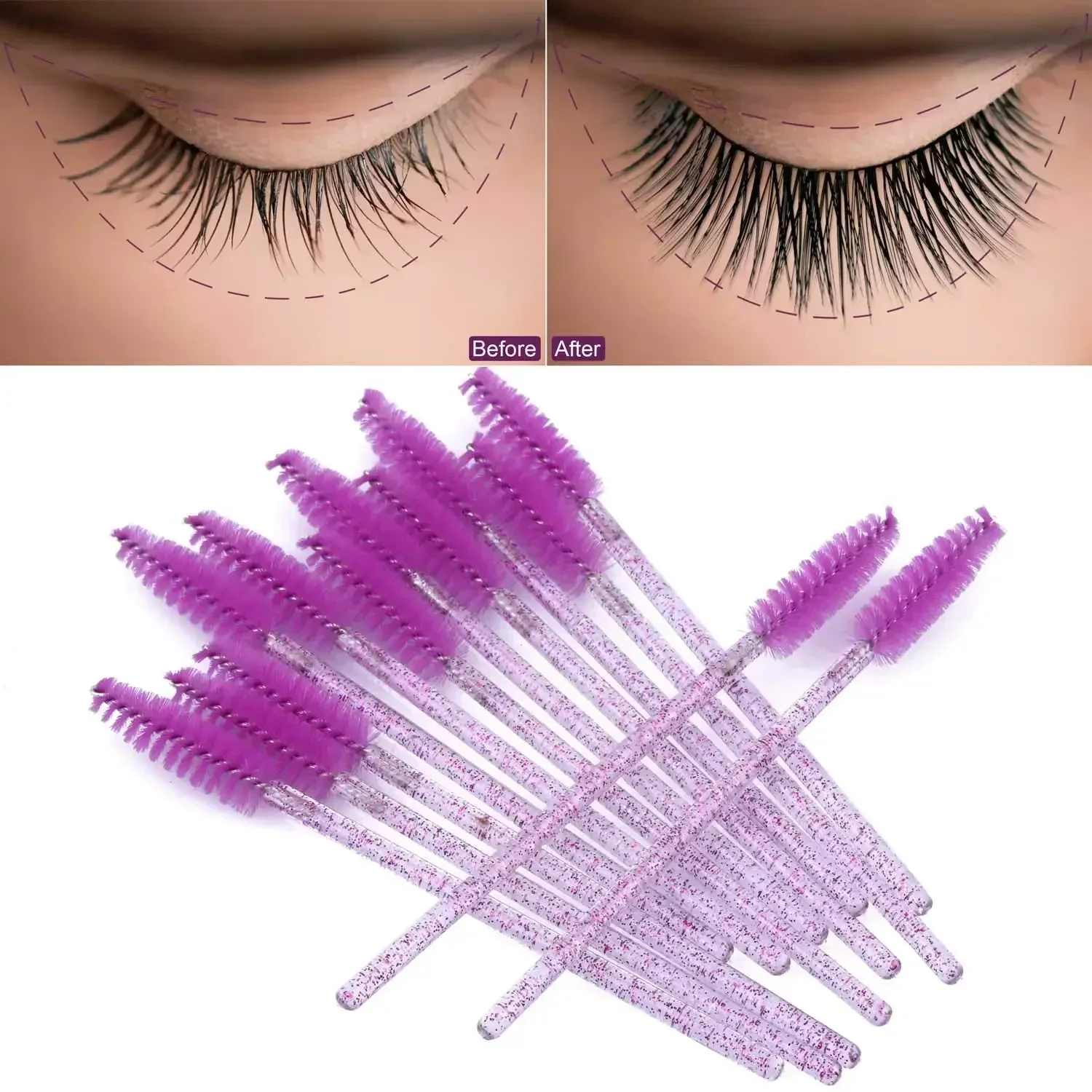 Spoolies for Eyebrow Beauty Tools Eye Lash Extension Colorful Disposable Mascara Wands Eyelash Brush 100/500/1000pcs