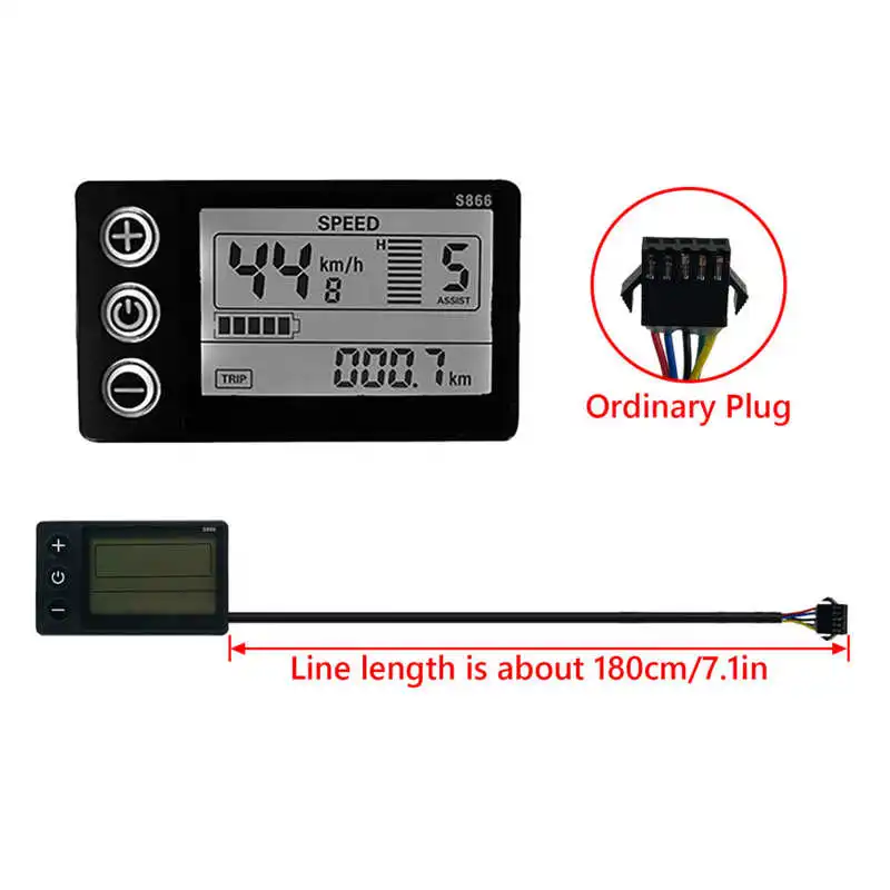 Electric Bike Controller Electric Bike Conversion Kit Electric Bike LCD Display Panel 36V/48V 250W/350W 15A Electric Bike Brushless Motor Controller + LCD S866 Display Panel E-bicycle Brushless Controller Kit