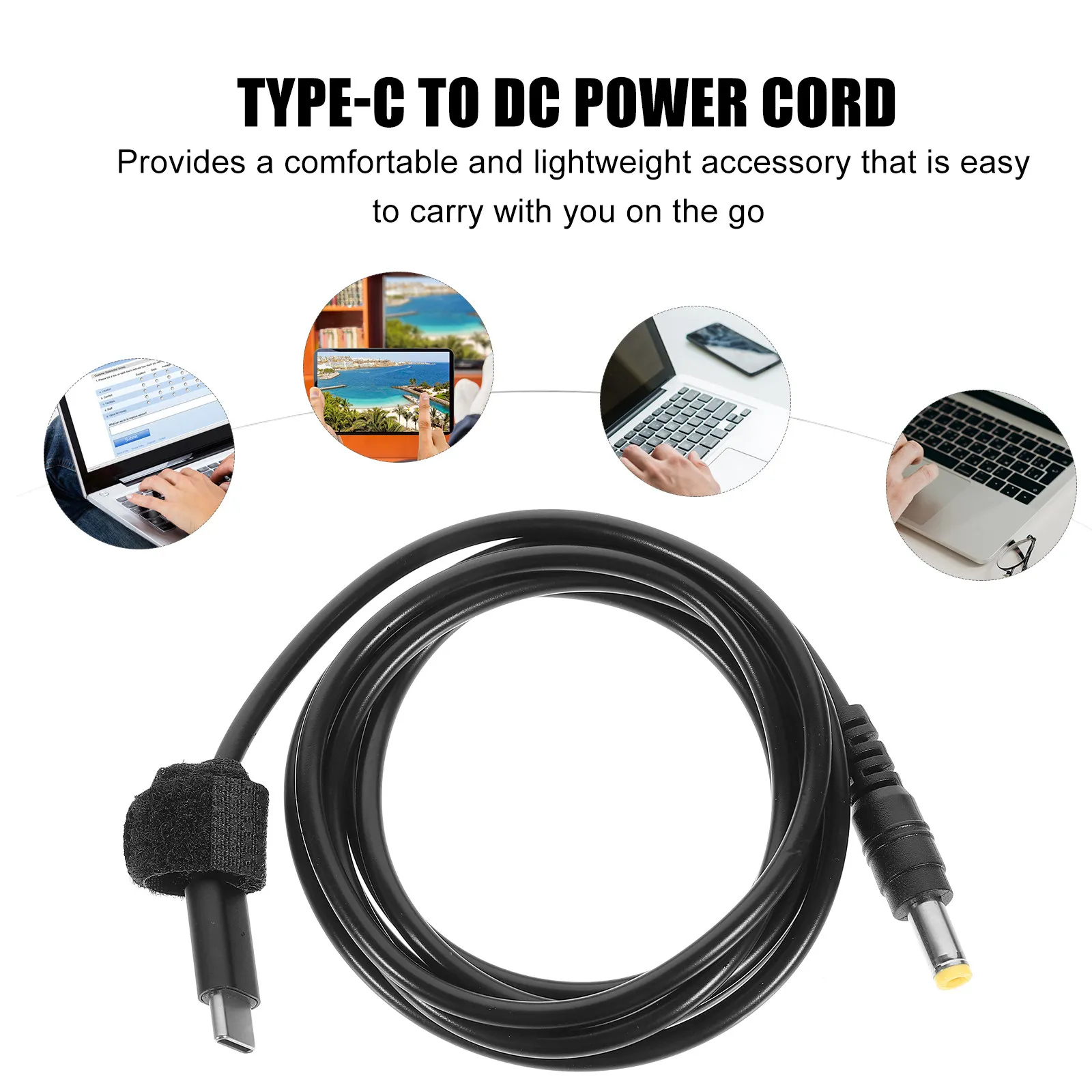 Type-C - Dc 전원 코드 5.5x2.5mm 충전 케이블 노트북 데스크탑 모니터용 경량 휴대용 고속 충전 어댑터 LED 스트립
