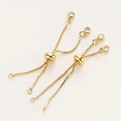 Gold Plated Adjustable Slider Chains for DIY Bracelet Making (Set of 2/4) (18K gold plated)