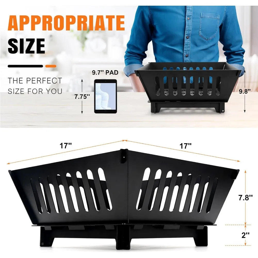 Foldable Portable Plug Fire Pit, Outdoor Fire Pit, Suitable for Outdoor Wood Burning, Pit with Storage Bag, 17 Inch