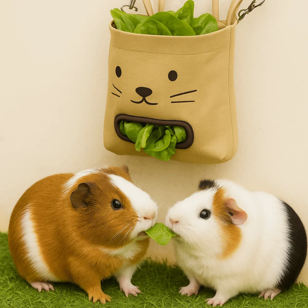 Description Picture 4 of itemHay Holder Hanging Design Guinea Pig Feeder Bunny Design 2/3holes Forage Bag Storage Holder With Hooks Rabbit Feeder Gerbille