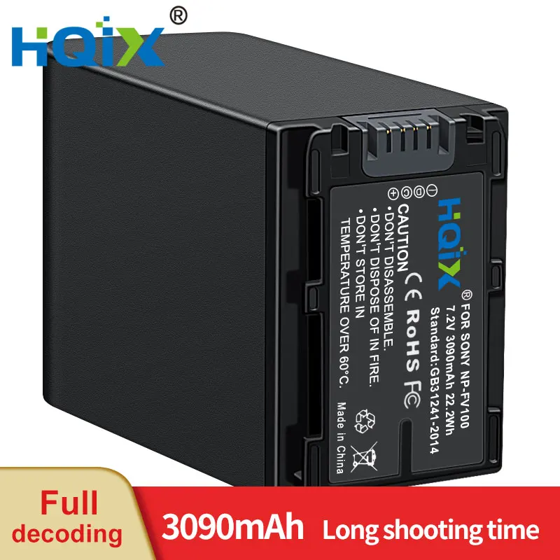 

HQIX for Sony FDR-AX30 AXP35 AX40 AX45 AXP55 AX60 AX100E AX700 DEV-50 DEV-30 HXR-NX80 PXW-Z90 Camera NP-FV100 Charger Battery