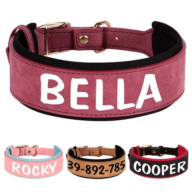 11861-35F35B.jpg Extra wide thick padded dog collar - vegan leather | |