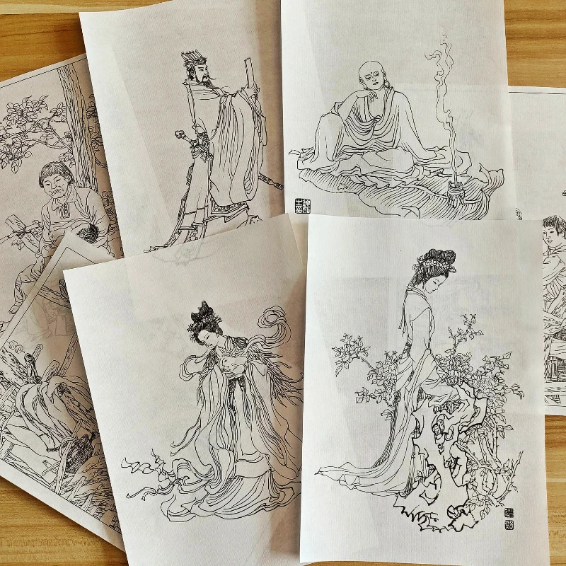 Meticulous Painting Line Drawing Manuscript Traditional Chinese Line Draft Painting Paper Flower Bird Character Animal Practice