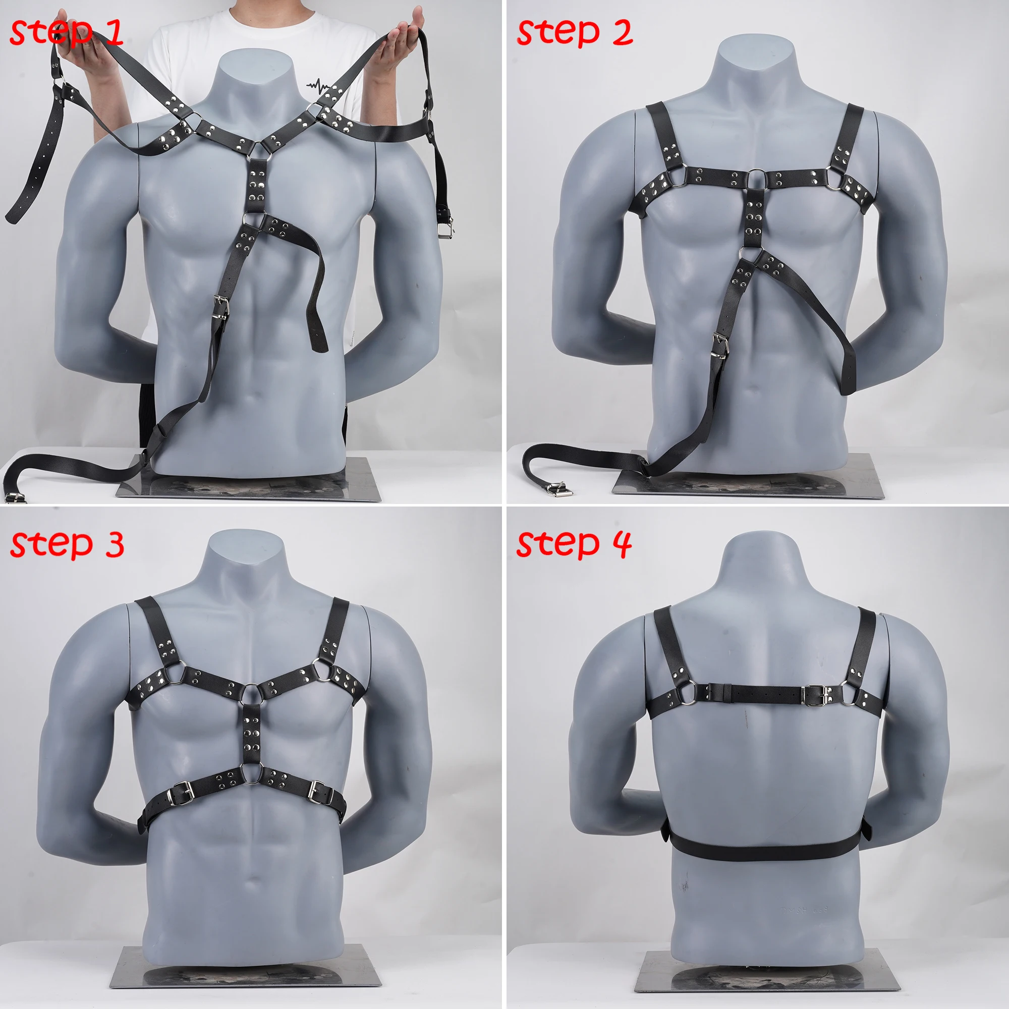 Leather Chest Harness Fetish Gay Leather Chest Harness Men Harness Adjustable Sexual Body Bondage Cage Belts Rave Gay Clothing for Adult Sex leather chest harness