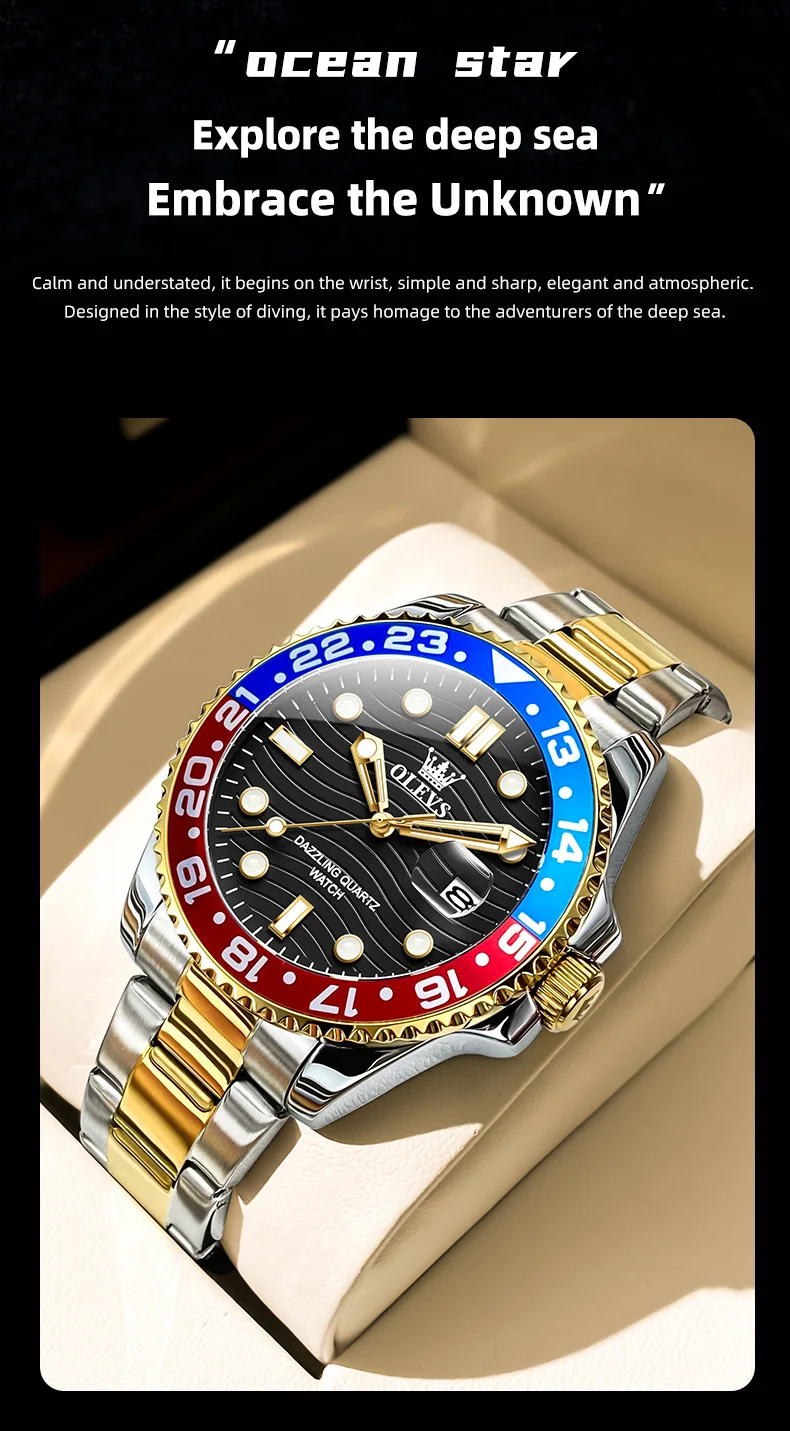 Angle detail of OLEVS diving watch