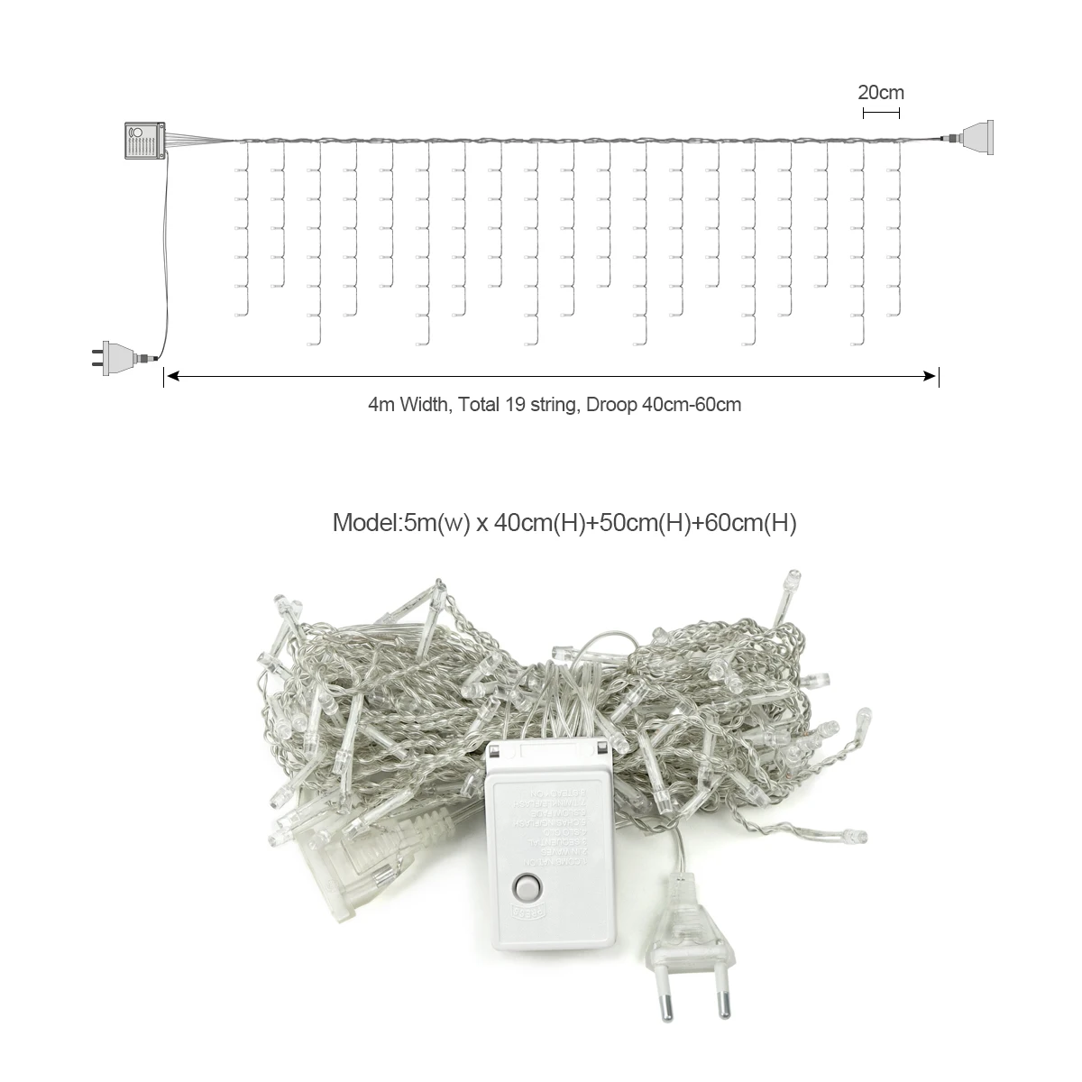 LED 커튼 고드름 스트링 요정 조명, 크리스마스 화환, 크리스마스 정원 거리 야외 장식 조명, 110V, 220V, 0.4-0.6m, 5m