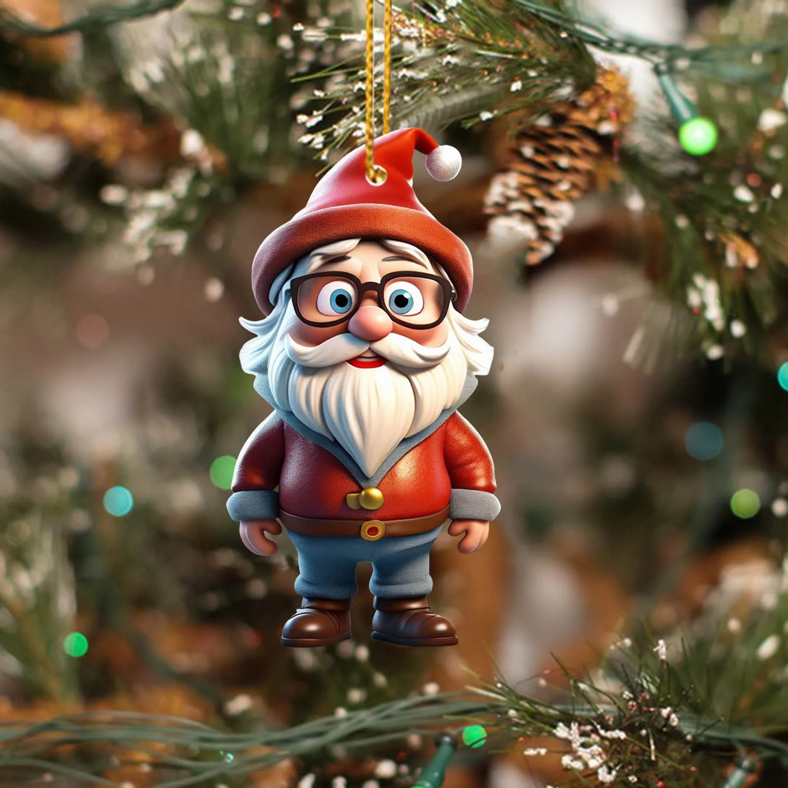 Cute 2D Acrylic Dwarf Christmas Tree Pendant