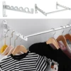Clothes Hanger Wall Shelf Stainless Steel Silver Wall Clothes Rack Space-Saving Wall Mounted Clothes Hanger Organizer for Home 1