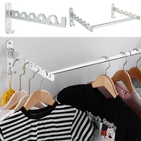 Clothes Hanger Wall Shelf Stainless Steel Silver Wall Clothes Rack Space-Saving Wall Mounted Clothes Hanger Organizer for Home 1