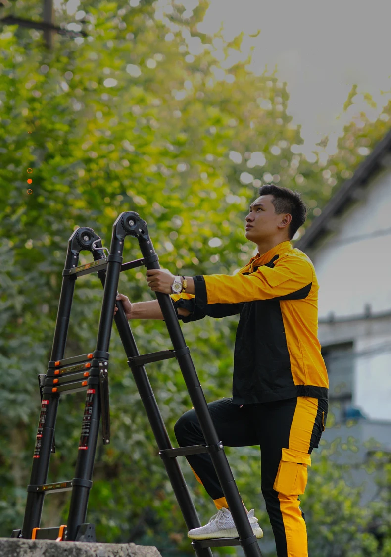 Multifunctional Folding Telescopic Step Aluminum Ladder 2.1m/2.5m Deformable Straight Anti-tilt folding ladder