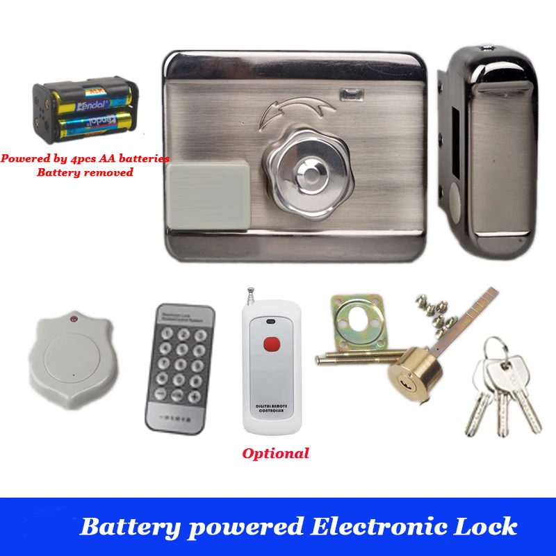 Aa Battery Powered Electronic Door Lock Gate Opener Optional Wireless