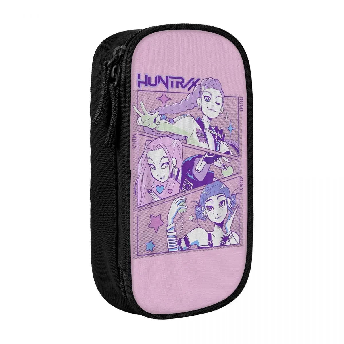 Trousse Imprimée Kpop Huntr/X - Grande Capacité, Tissu Résistant, Fermeture éclair, Pour école, Bureau, Voyage