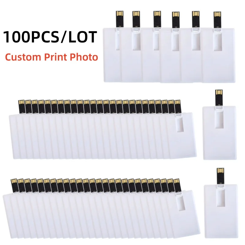 USB Flash Drive 100PCS/LOT Waterproof Super Slim Credit Card 4GB 8GB 16GB 32GB 64GB