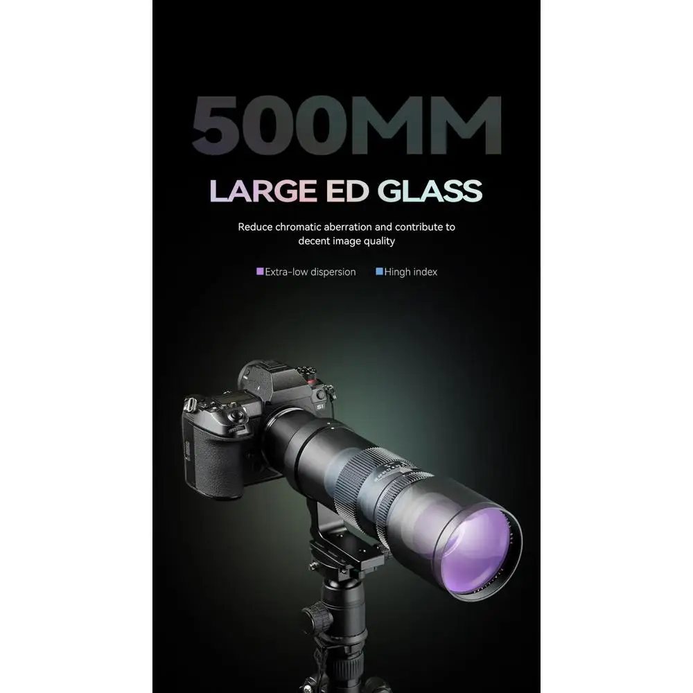500mm F6.3 Full Frame Manual Focal Super Telephoto Lens for Sony E Nikon Z Leica
