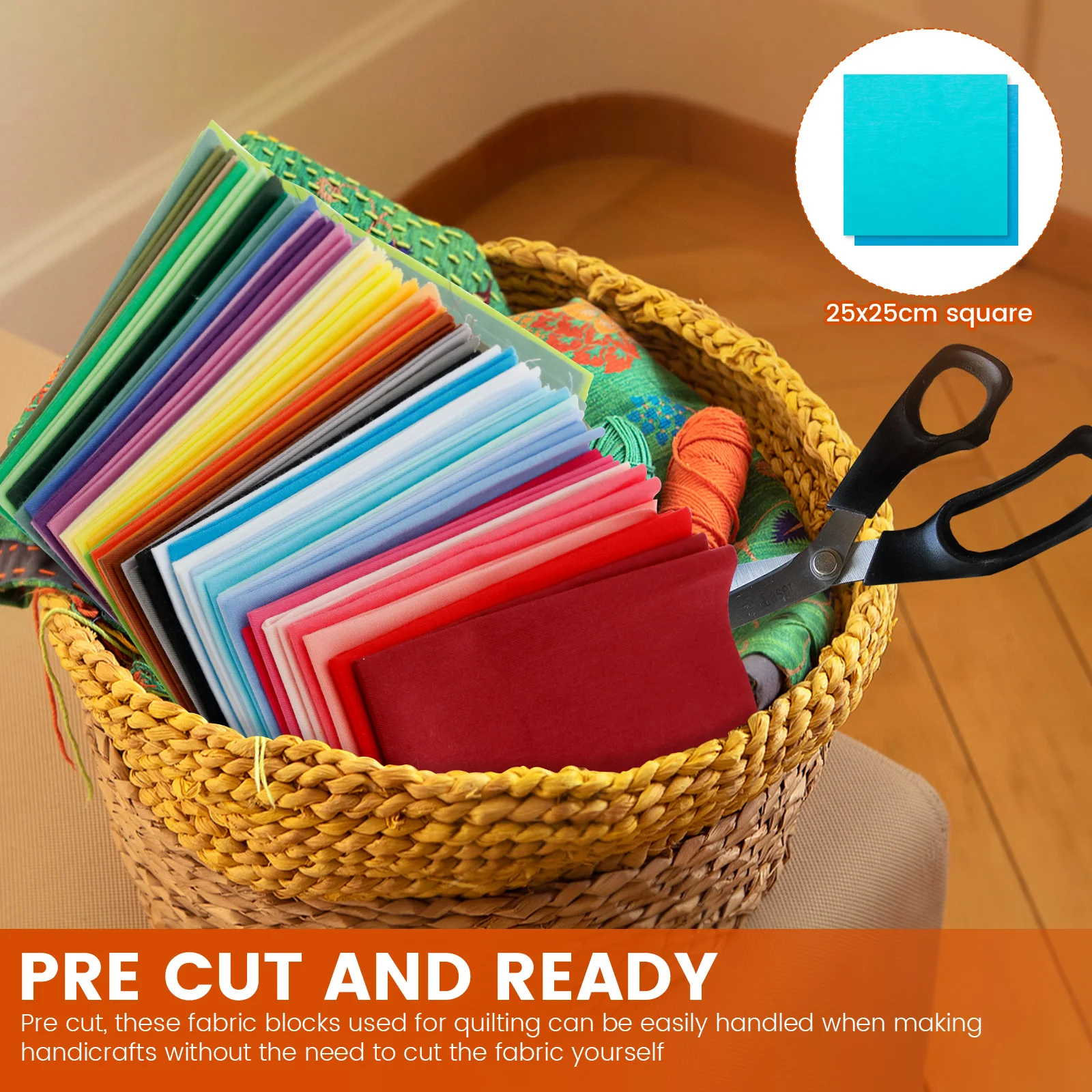 50Pcs Cotton Fabric Squares Fabric Bundles Vibrant Color Cotton Cloth Patchwork Scrap for DIY Craft Quilting and Sewing