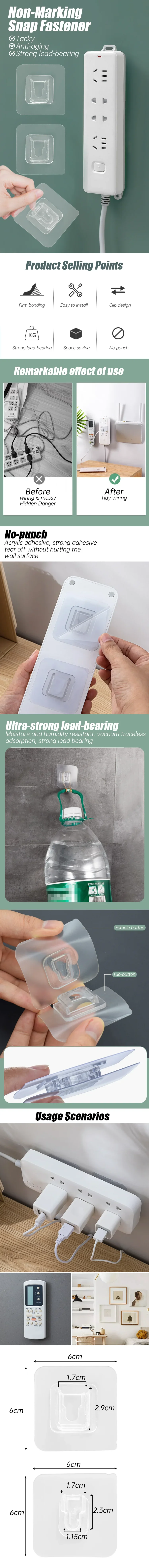 Description Picture 2 of item1-5Pairs Transparent Double-Sided Adhesive Wall Hooks Suction Cup Sucker Hooks Bedroom Kitchen Multi-purpose Organizer Holders