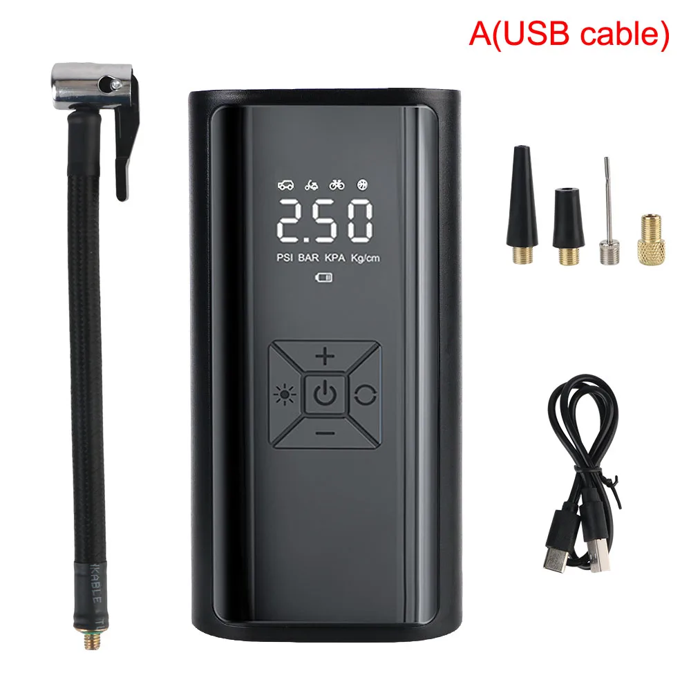 עם הוביל אור lcd תצוגת lcd צמיג נייד לחץ מד צמיג אוויר מדחס 150psi 120w משאבת אוויר אלחוטית