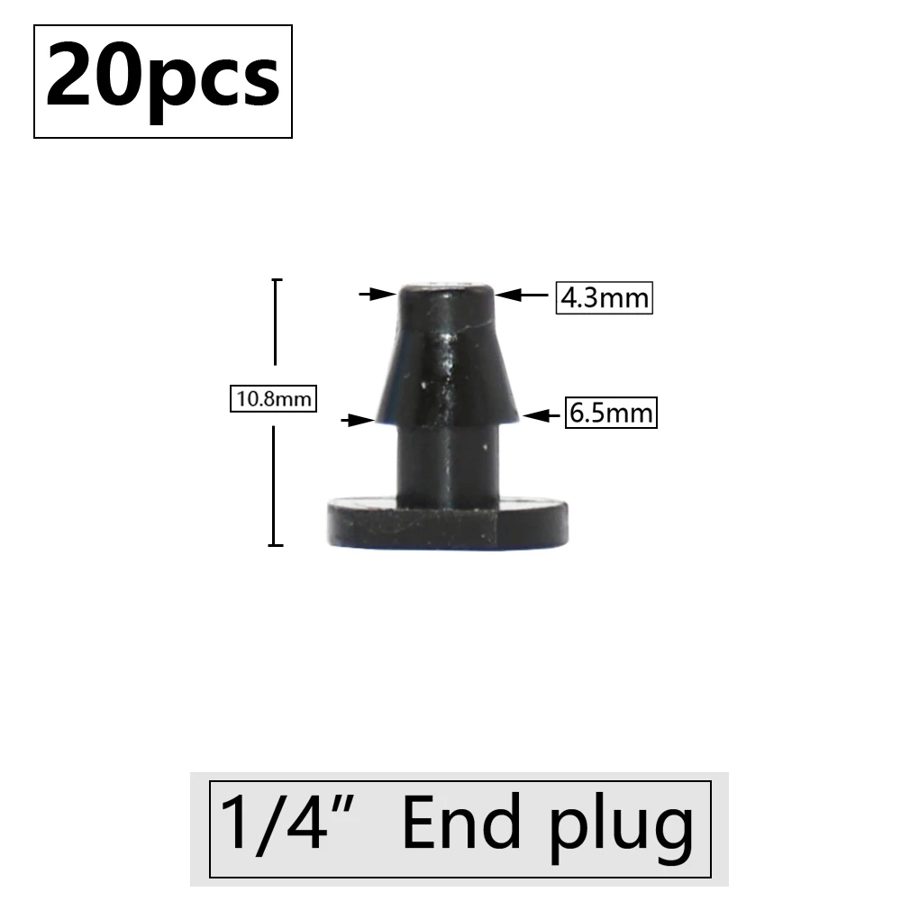 20pcs 3mm 4mm Garden Hose Barb Connector Drip Irrigation 1/4'' & 1/8'' Tube Hose Fitting Tees Cross Eng Plug Barb Accessories 6