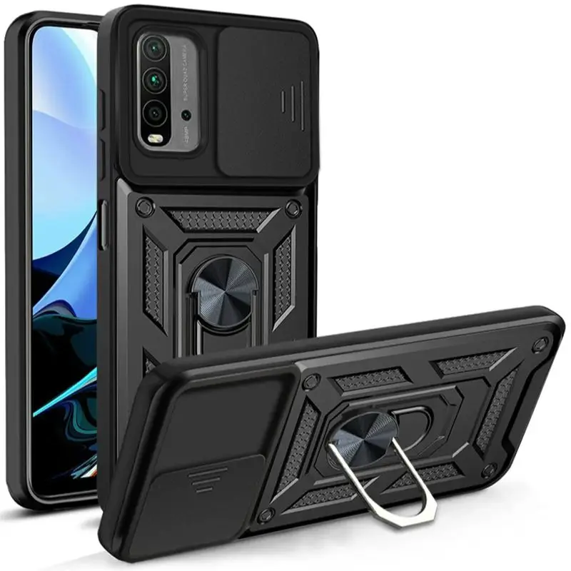 Durable Camera Lens Protective Armor Shockproof Phone Case with Ring Holder