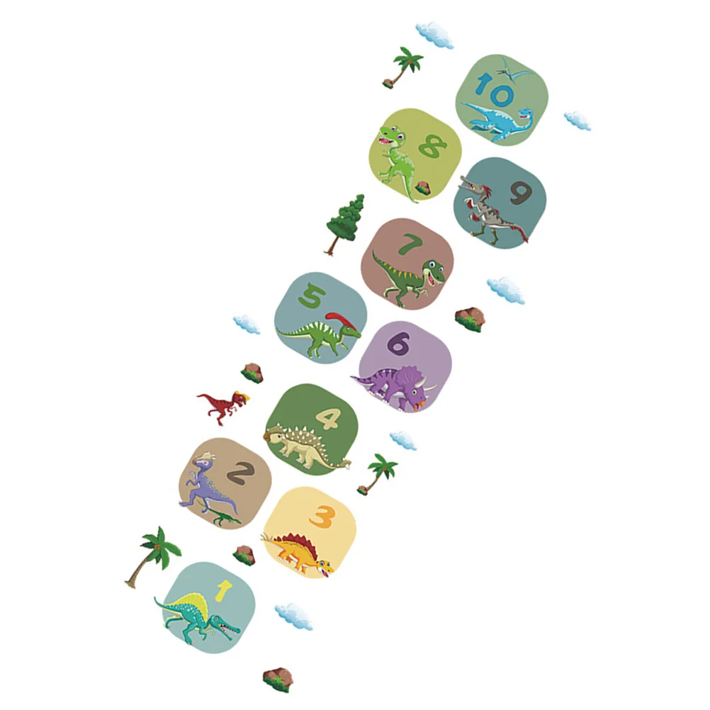 

Cartoon Wall Sticker Number Hopscotch Game Sticker Dinosaur Floor Sticker Decorative Floor Decal Self-Adhesive For Home Decor