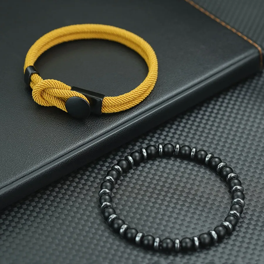 Men Hematite Stone Wrap Bracelet for Yoga Meditation