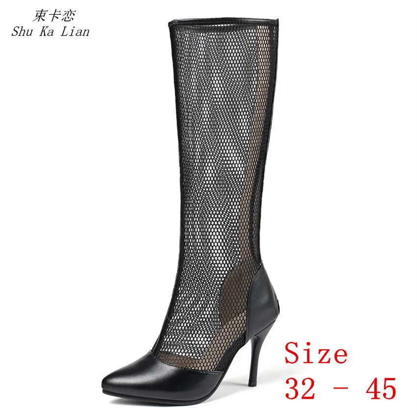 

Summer Boots Women Knee High Boots Woman High Heel Long Thigh High Boots Botas Plus Size 32 33 - 40 41 42 43 44 45