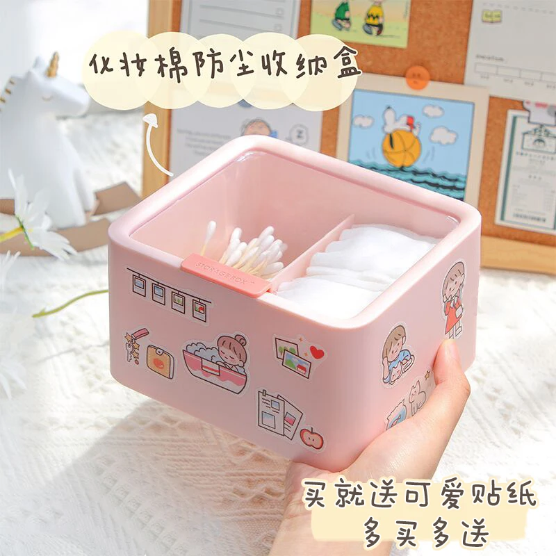 INS Girl Heart Cotton Pad Storage Box Cleansing Swabs Organizing Small Student Dormitory Dresser |