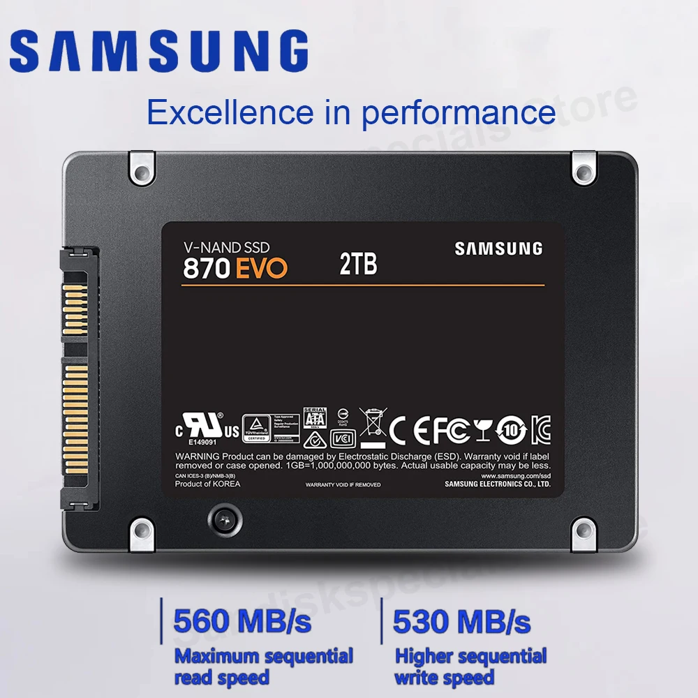 SAMSUNGSSD870EVO250GB500GB1TB2TB4TB25inchInternalSolid