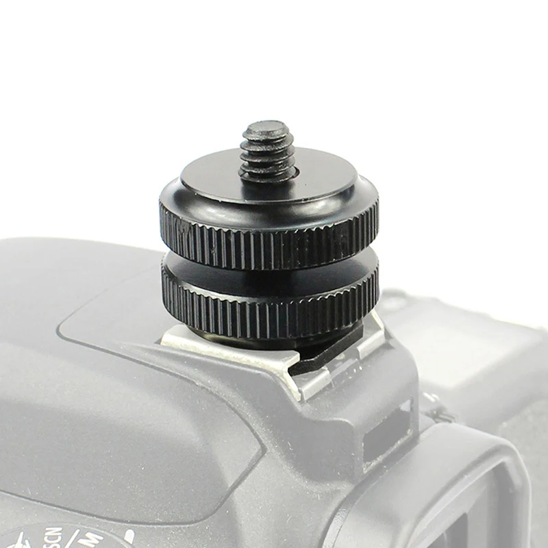 Hot Shoe Mount Phone Holder Dual Nut Cold Shoe Adapter Bracket Double-Layer Camera Hot Adapter Accessories 1/4