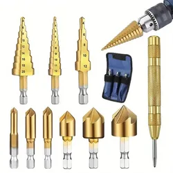 Premium Titanium Coated Step Drill Bit Set for Versatile Metal and Wood Drilling (10pcs)