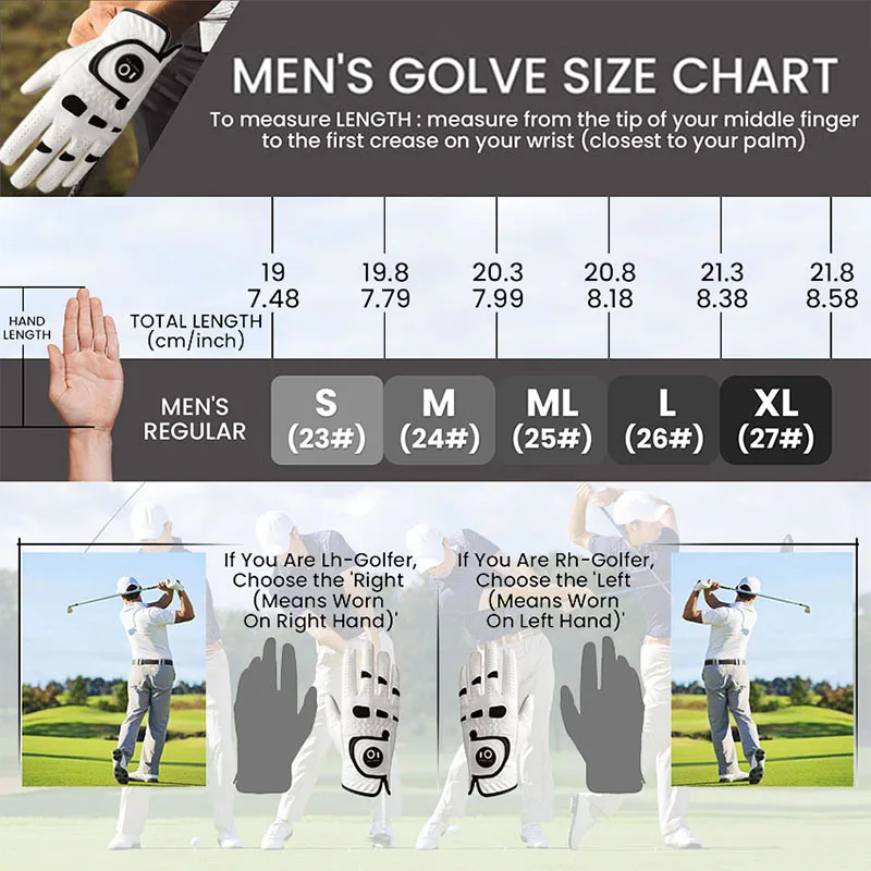 Golf Gloves Golf Glove Men's Left Hand Right with Ball Marker 2 Pack