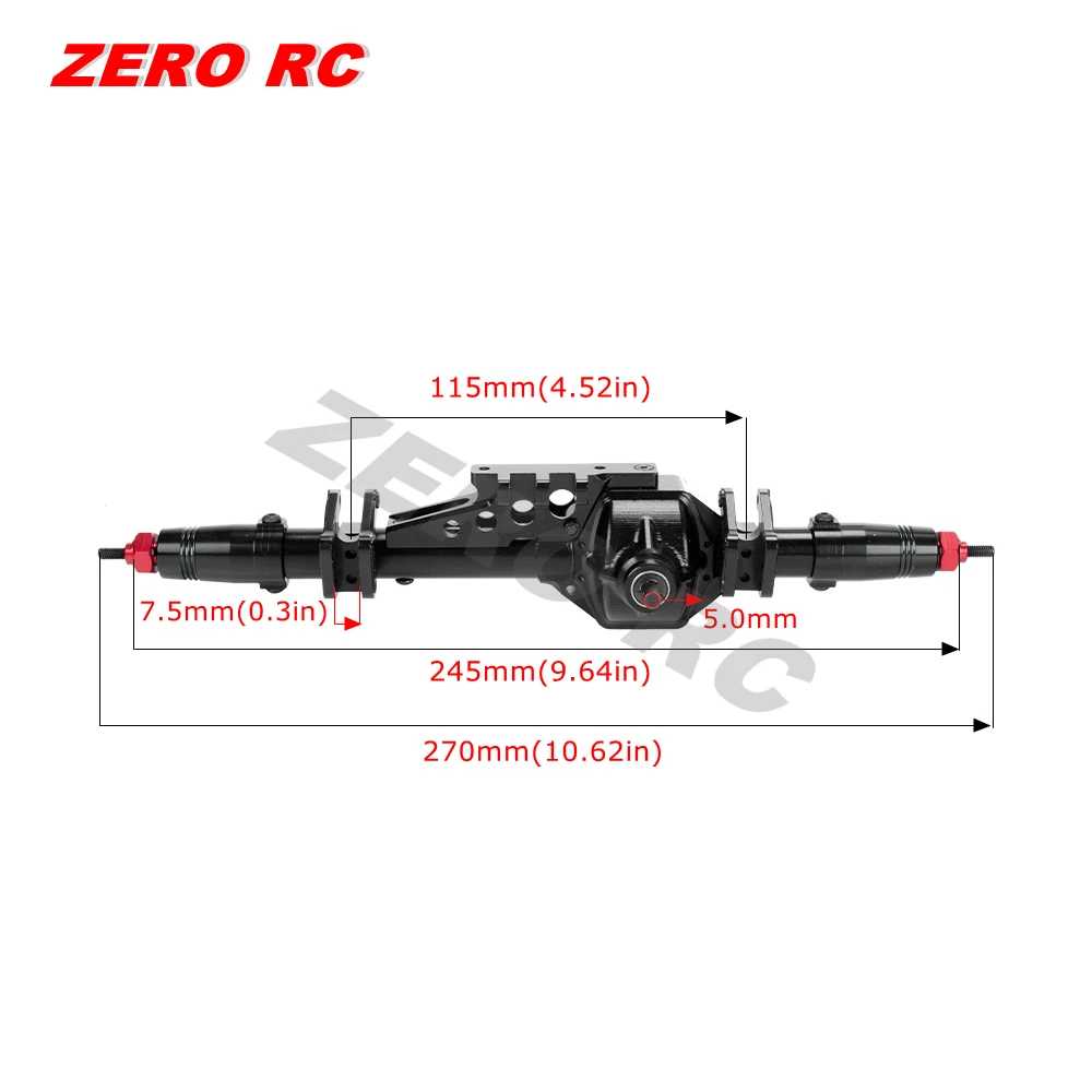 Vue d'ensemble des essieux avant et arrière pour RC crawler, pièces de rechange durables.