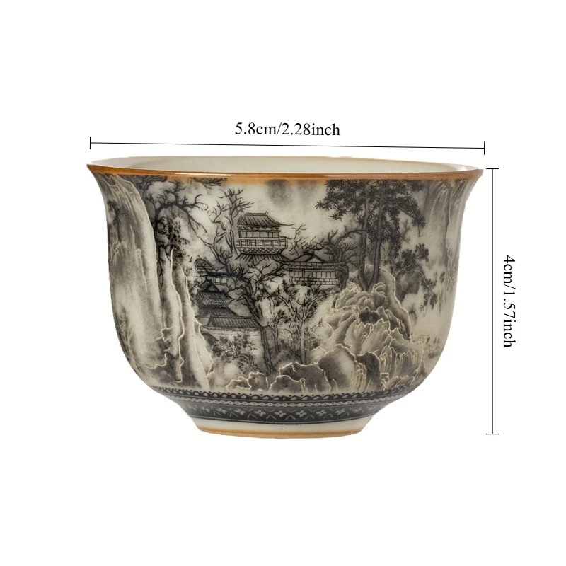 65ML Landscape Ru Kiln Master Cup Household Tea Cup Handmade Tea Bowl Smelling Cup Teaset Supplies Teaware A Cup Of Tea