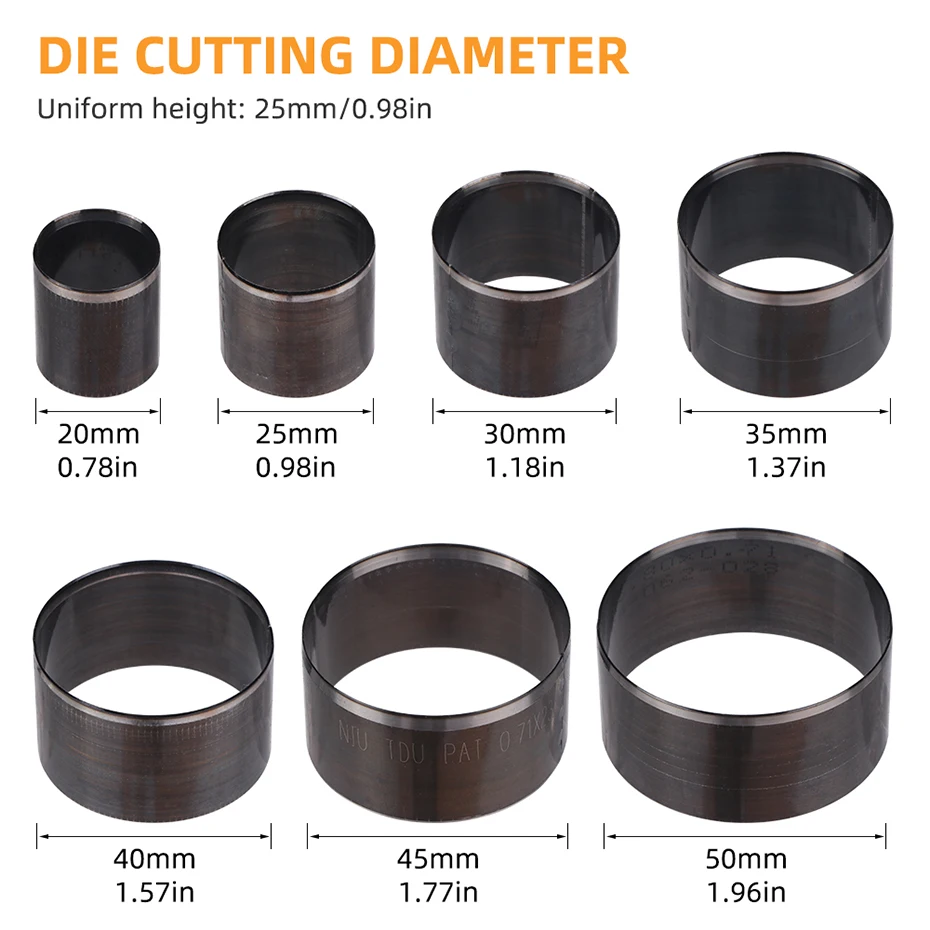 Description Picture 6 of item7Pcs Leather Circle Cutting Die Leather Stencil Cutter Mold Round Hollow Hole Punch Set Paper Leather Craft Tools