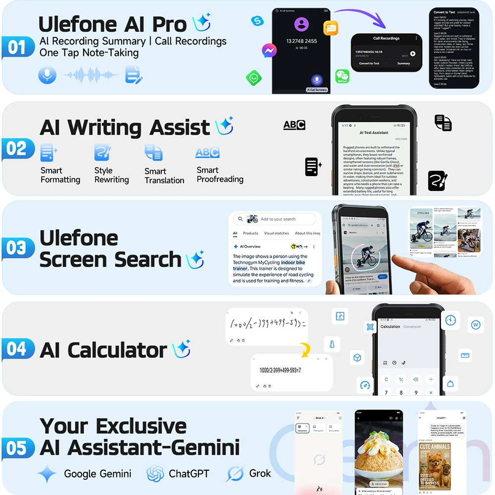 Global Version Ulefone RugKing 4G Rugged Phone 5.99" 8GB 256GB Mobile Phone 9600mAh 50MP Main Camera Smartphone Android 15 NFC