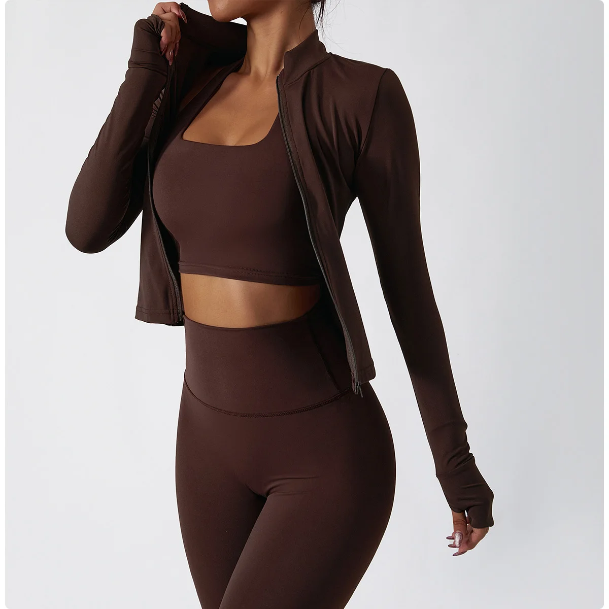 2023-Naked-Yoga-Suit-Women-s-Set-Collar-Zipper-Sports-Long-Sleeve ...