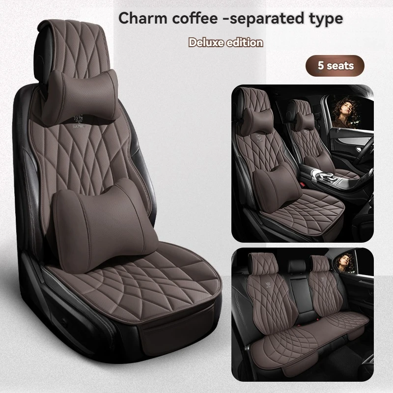 

5-Seats Semi-enclosed Full Leather Car Seat Cover For KIA Sportage Optima Rio Niro Soul Ceed Cerato Car Accessories Protector