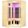 Far Infrared Wooden Sauna Room, 2-3 Person Home Sauna, Canadian Hemlock Indoor Corner Sauna Spa, 7 Low EMF Heaters, 2 Bluetooth 1