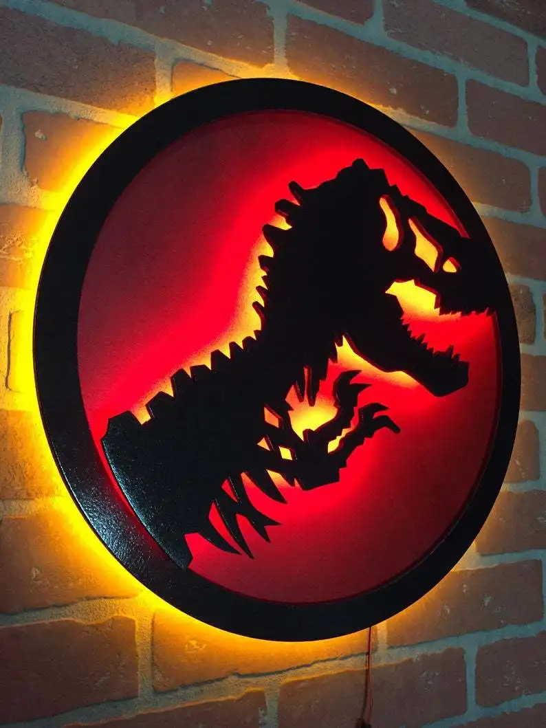Jurassic Park dinosaur LED night light glow wall lamp bedside lamp effect neon light