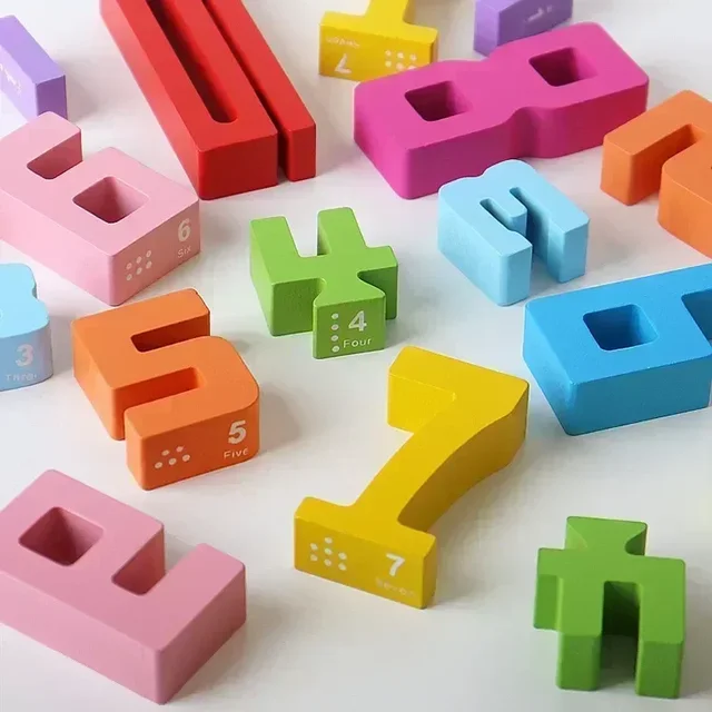 Wooden Educational Digital Blocks Creative Puzzles Stacking Toys Fun Brain-burning Early Education Topics Montessori Style 3