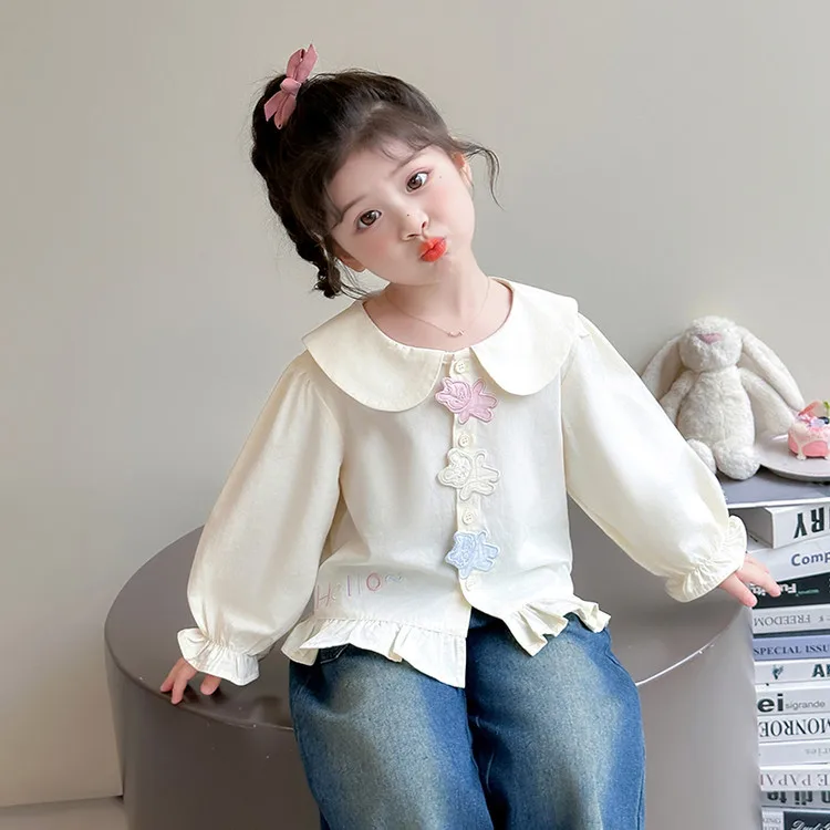 2026년 봄 신상 여아용 셔츠, 초봄 착용에 적합한 스타일리시하고 매우 예쁜 상의, 어린이 인형 셔츠