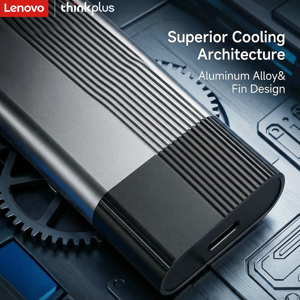 Lenovo ThinkPlus M.2 NVMe SSD Enclosure, 10Gbps USB 3.2 Type-C, Aluminum Alloy Heat Dissipation, Supports 2230/2242/