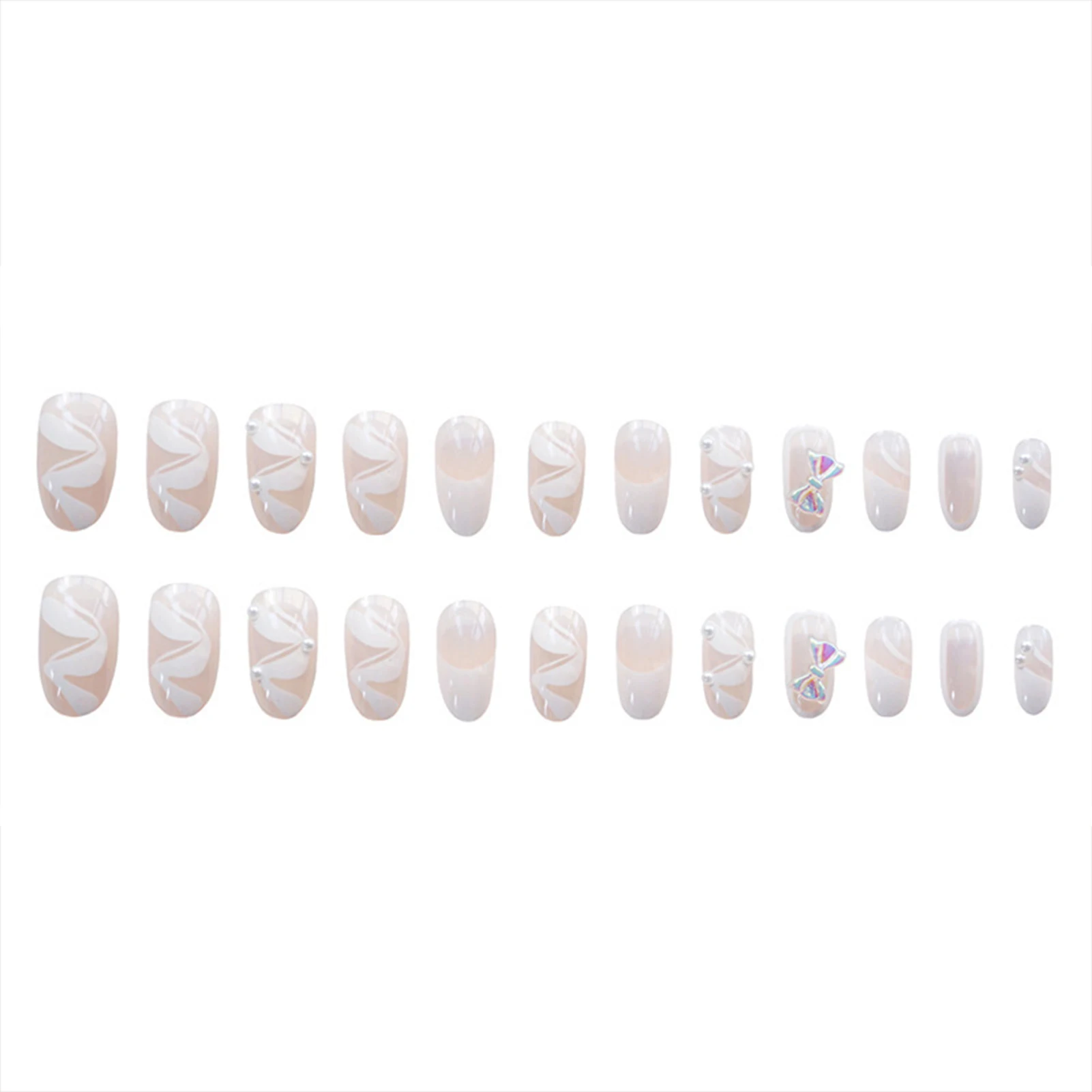 

French White Tips Almond Fake Nails Easy to Apply Elegant Press-on Nails for Professional Salon Supply