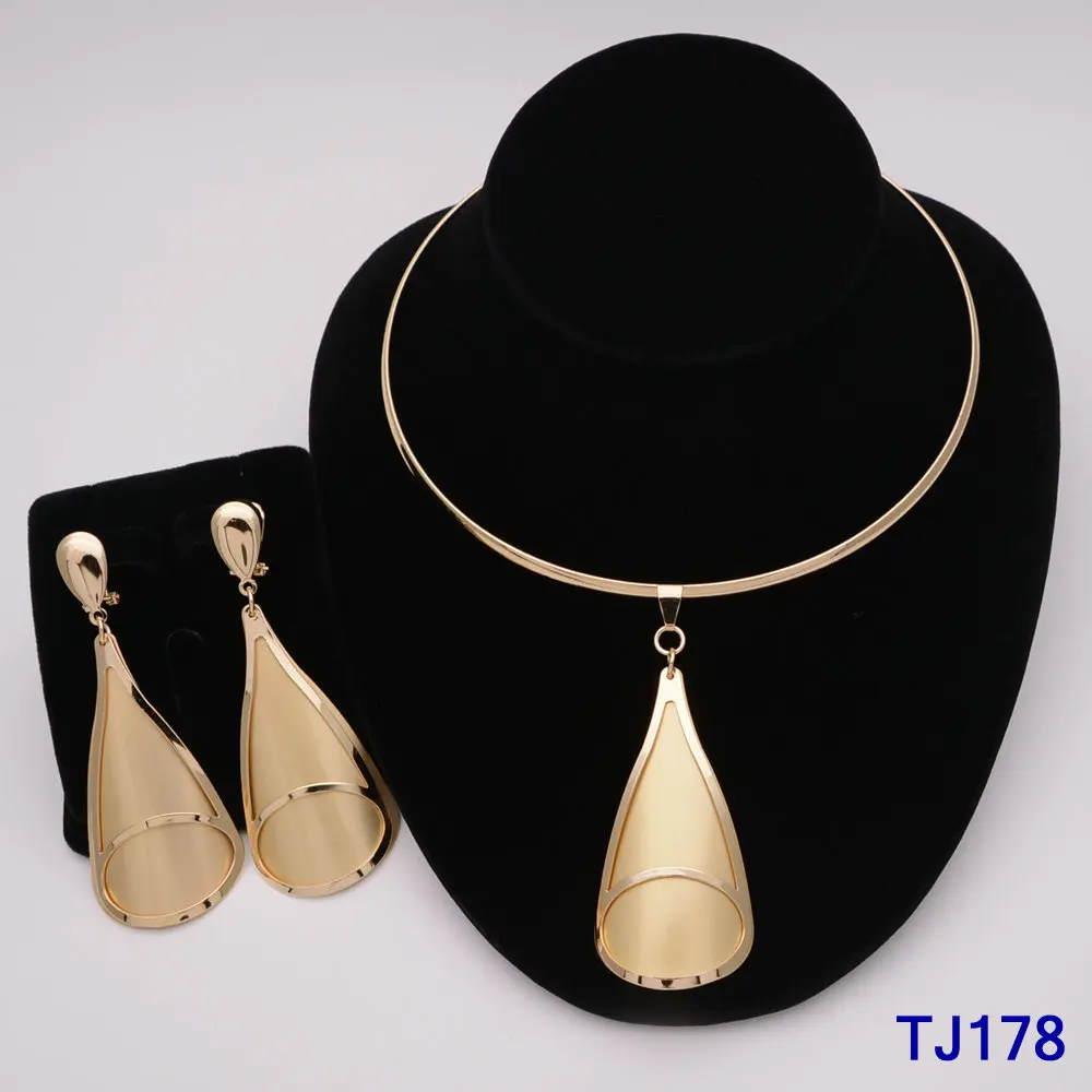 Fashion Nigerian Woman Wedding African Beads Jewelry Set Gold Color Fashion Dubai Gold Color Bridal Gift