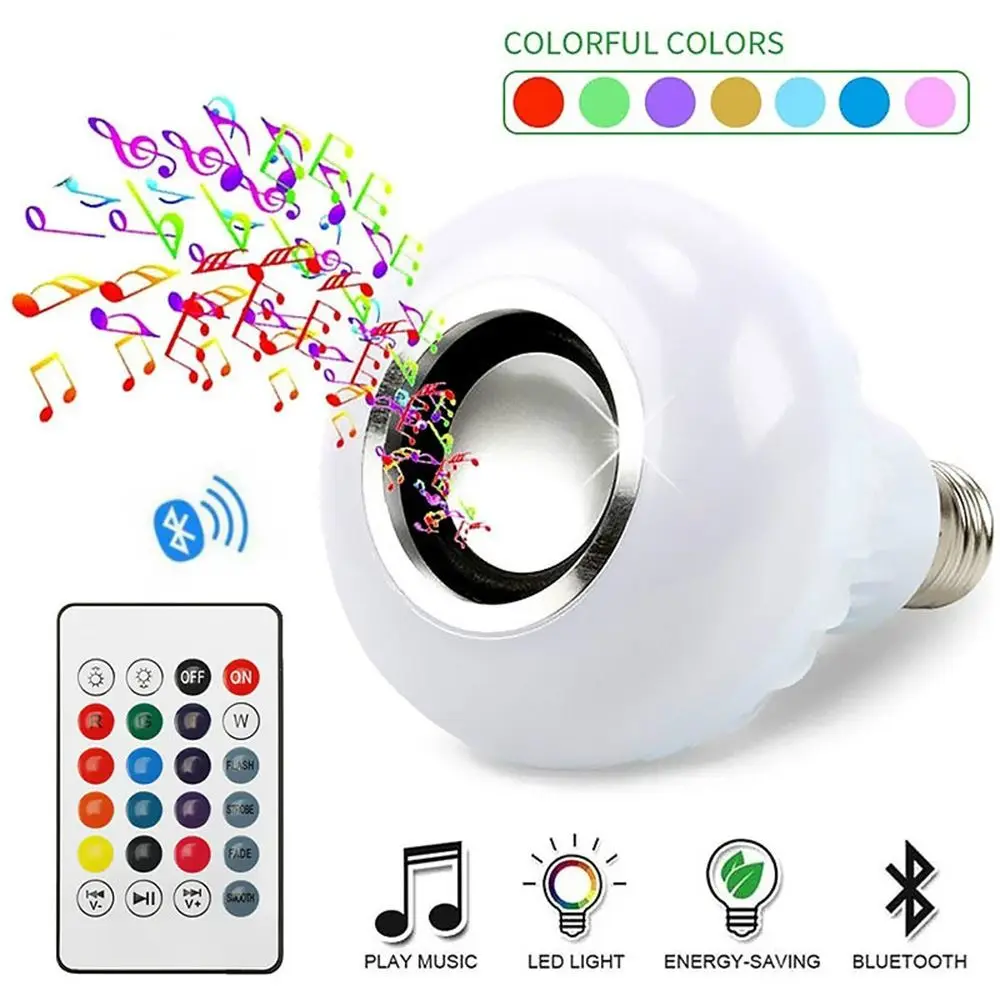 

Music Playing Bluetooth Music Bulb with Remote Control Bluetooth RGB Bluetooth Bulb E27 12W Home Lighting Bluetooth Stage Bulb
