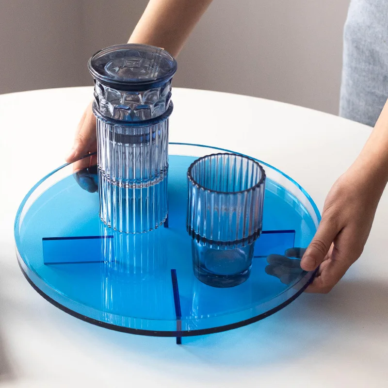 Nordic Acrylic Round Tray Living Room Pantry Organizer Coffee Table Water Cup Trays Dessert Storage Tray Storage Home Decor 3