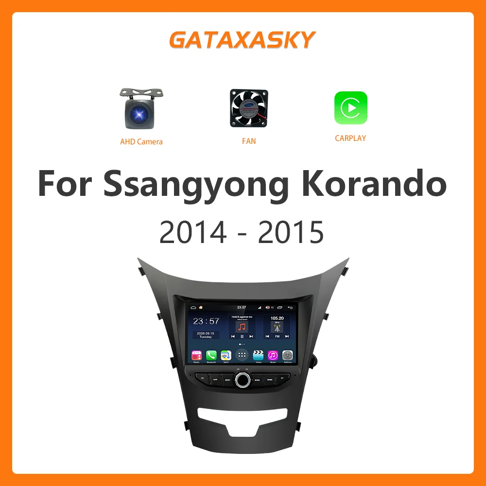 

GATAXASKY 7' Car Android Radio Stereo Multimedia Player For Ssangyong Korando 2014-2015 CarPlay AUTO GPS Navigation WIFI
